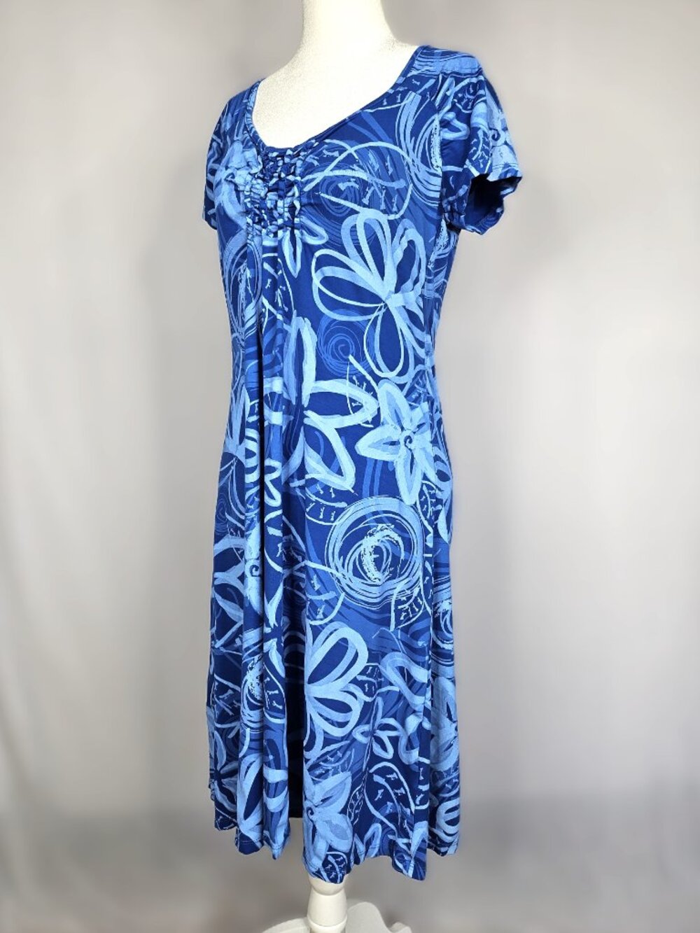 Fresh Produce Blue Floral Midi Dress | Made in the USA | Stretch | Women's S